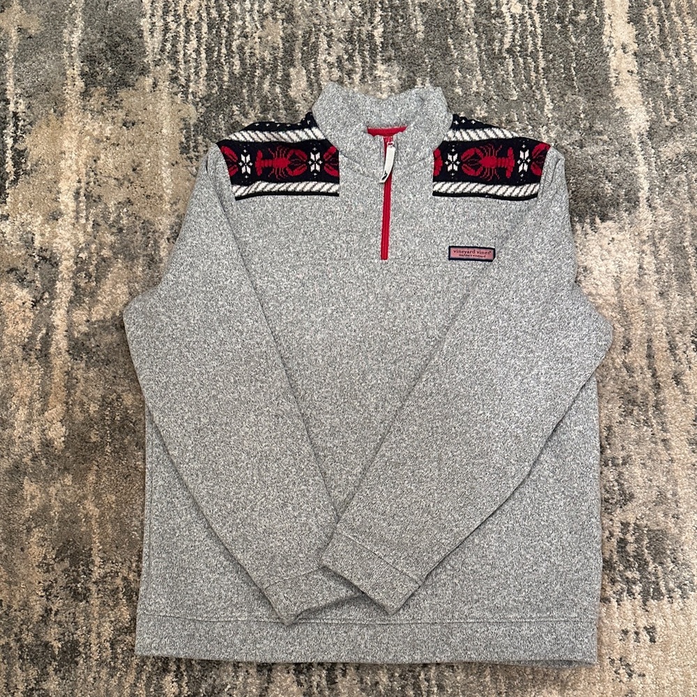 Gray Patterned Men's Vineyard Vines 1/4 Zip Sweater